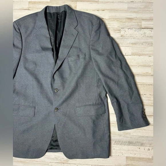 Polo University By Ralph Lauren Men’s Wool Blazer Jacket Gray Solid 46T - Picture 2 of 11